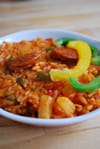Riz au chorizo , poivrons et ananas : Etape 1