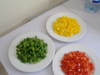 Poivrons tricolores aux crevettes : Etape 1