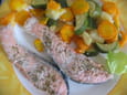 Saumon vapeur et ses petits l�gumes