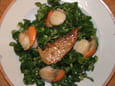 Noix de St-Jacques au foie gras sur lit de m�che