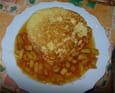 Omelette sucr�e et pommes caram�lis�es
