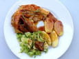 Pintade � l estragon � l embeurr�e de chou