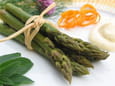 Bouquet d asperges vertes, mousse � l orange