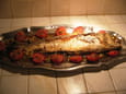 Papillote de bar farci aux  crevettes