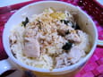 Risotto de poulet, ch�vre et basilic