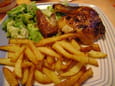 Poulet moutarde-miel et frites belges