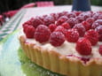 Tarte au chocolat blanc et aux framboises