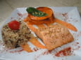 Saumon infus� au gingembre et th� vert aux algues
