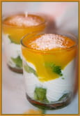 Verrines kiwis-mascarpone et coulis de mangue