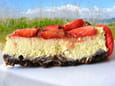Cheesecake printanier, base muesli, choco, amandes