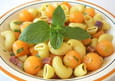 P�tes fra�cheur au melon, jambon de Parme et basilic