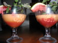 Soupe marbr�e melon-past�que