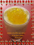 Verrines de p�ches �pic�es et faux caviar curcuma