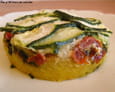 Polenta au pistou, tomates s�ch�es et aux courgettes