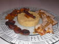 R�ti de porc aux abricots et semoule � la cannelle