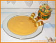 Velout� de potiron � la vanille et mini brochettes