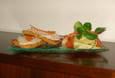 Tartines de pain perdu � la sardine et leur salade