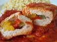 Roul� de dinde aux poivrons