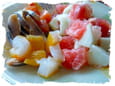 Salade fra�cheur fruit�e aux trois poissons