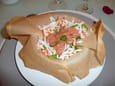 Corolles au saumon et son confit de p�ches