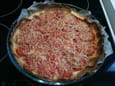 Tarte � la tomate sur un fond de moutarde