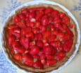 Tarte aux fraises et compote de rhubarbe