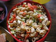 Salade de p�tes concombre, saumon et pommes granny 