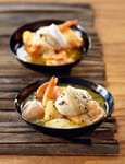 Nage de lotte, coquillages et crustac�s