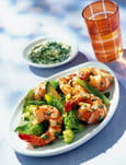 Salade de gambas marin�es au basilic 
