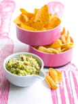 Dips de souffl�s et tortillas, guacamole mangue-avocat