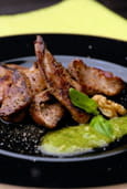 Aiguillettes de canard � la plancha, pistou de noix