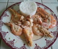 Gambas et noix de Saint Jacques poel�es et flamb�es