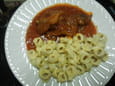 Lapin � la pur�e de tomate et tortellinis