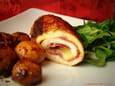 Roul�s de dinde, coppa et fromage sauce vin blanc