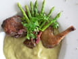 Pigeonneau � la mousseline d asperges vertes
