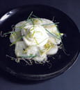 Chantilly au citron vert sur carpaccio de st jacques