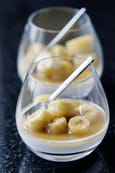 Bananes au pandan, panna cotta saveur coco