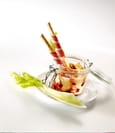 Cr�me de foie gras, betteraves confites et dips de jambon cru