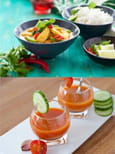 Gazpacho et son �minc� de poulet exotique