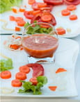 Soupe froide de poivron doux et �pices et sa salade paysanne libanaise