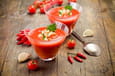 Gazpacho et son risotto au chorizo et parmesan