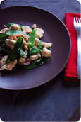 Po�l�e poulet, orange, noix de coco, pois gourmand