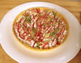 Tarte au ch�vre et herbes fra�ches, radis croquants et s�same