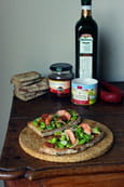 Tartine de f�ves, crevettes et chorizo