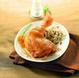 Cuisse de poulet sauce moutarde, riz parfum� et sa compot�e d abricots