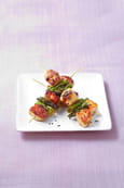 Brochettes de lapin et leurs pointes d�asperges vertes