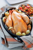 Poulet  en cocotte aux �chalotes et oignons grelot