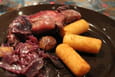 Lapin marin� � la bi�re au chou rouge et marrons