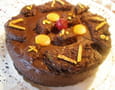 G�teau sans farine aux amandes glac� au chocolat 