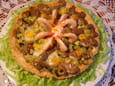 Tarte crevettes, courgettes et champignons